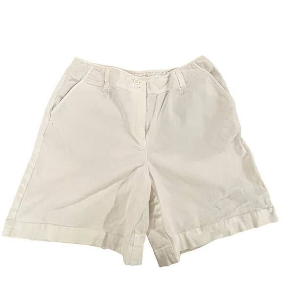 Talbots white high waist flat front cotton stretch shorts size 12 - Picture 1 of 11
